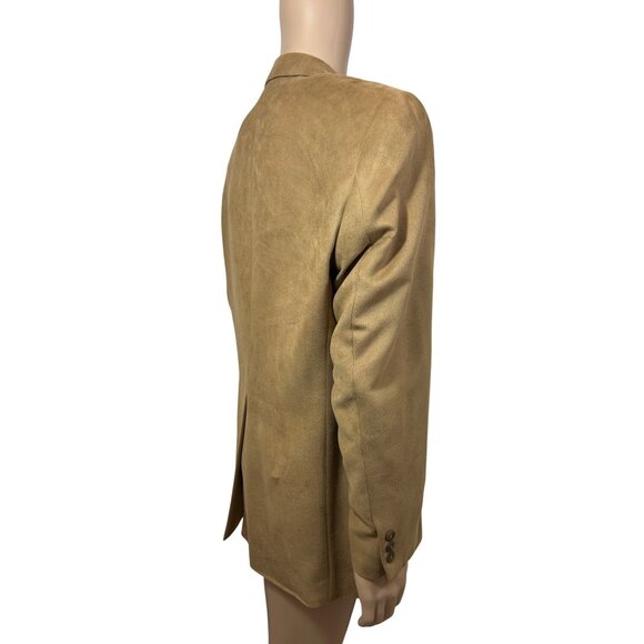 Jeffrey Banks Men’s Blazer Brown 42 R Vintage Polyester Suede Feel Sport Jacket - Picture 12 of 15